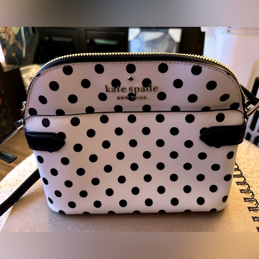 Kate Spade Black and White Polka Dot Dome Crossbody Handbag